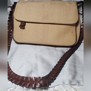 Etienne Aigner Tan and Brown Crossbody Bag